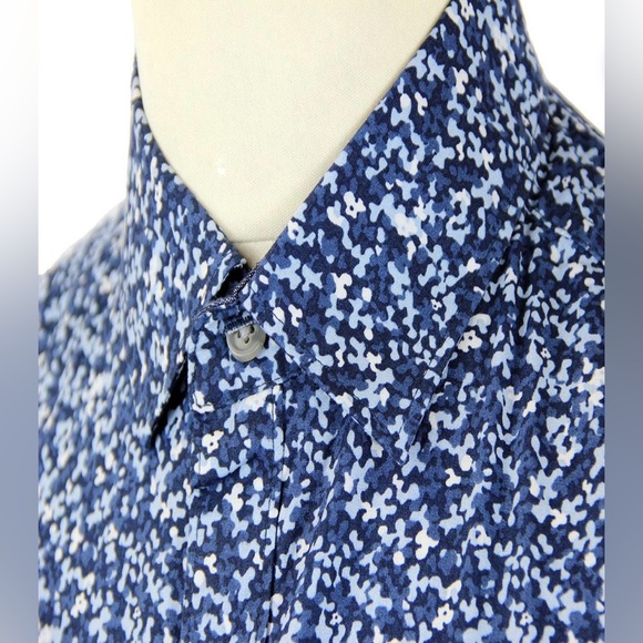 ORIGINAL PENGUIN Mens RETRO MINI CAMO PRINT Button up Shirt Size XL Slim Fit - Picture 2 of 11